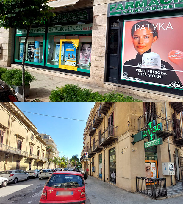 Composizione degli interni delle Farmacie Sacro Cuore Palermo